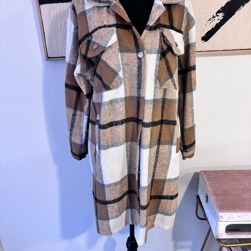 Plaid Button-Up Flannel Jacket - image 2